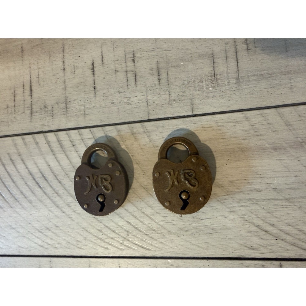 Lot Of 2 ANTIQUE "BOARD OF ELECTIONS" BRONZE PATINA PADLOCK No KEY